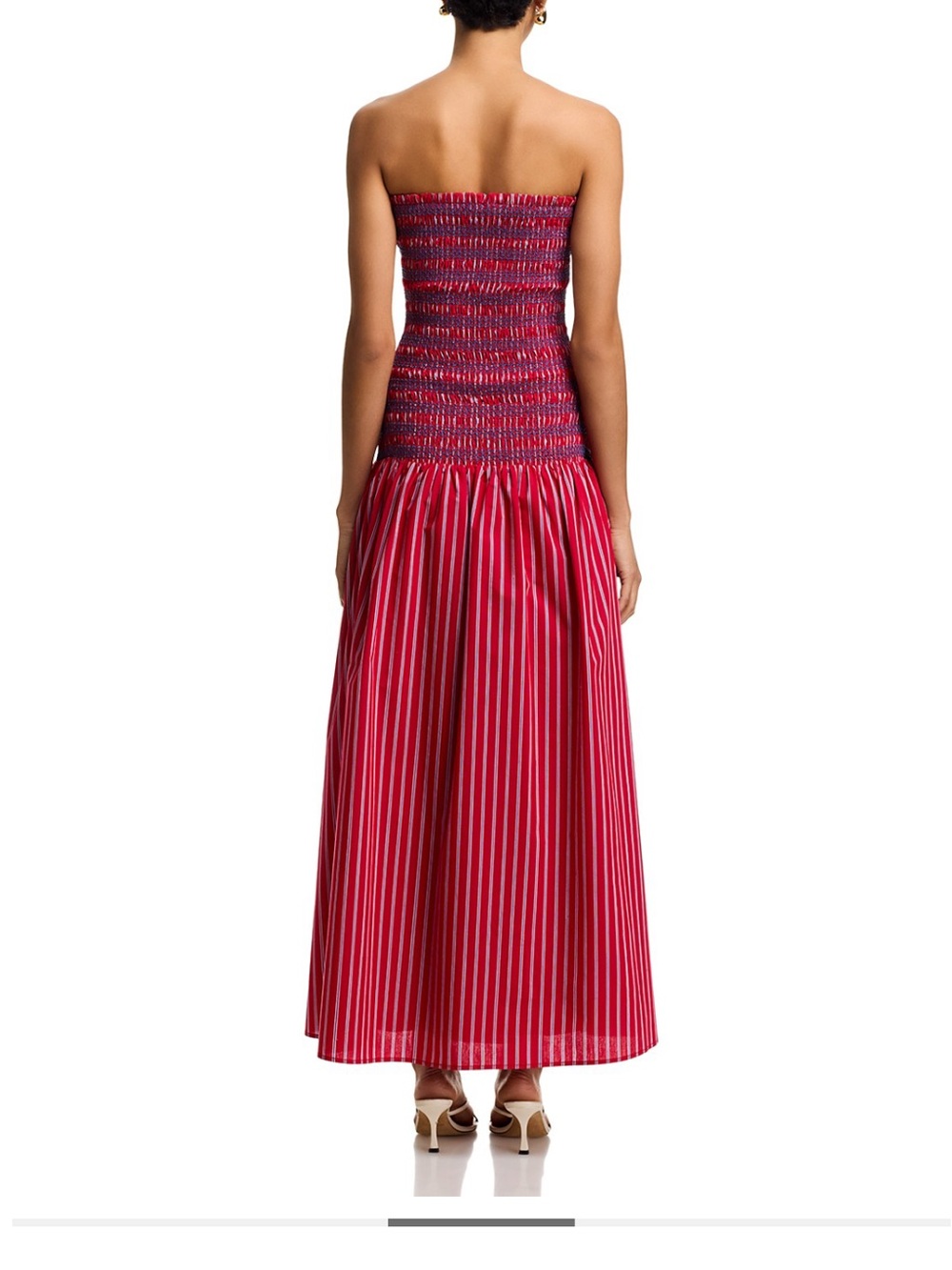 Line & Dot Strapless Pink Smocked Maxi Dress with Striped Skirt - Picture 2 of 5